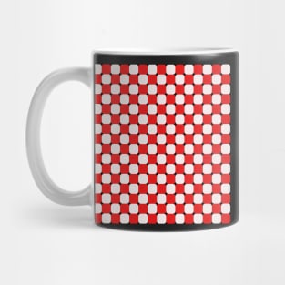 red and white retro checker pattern Mug